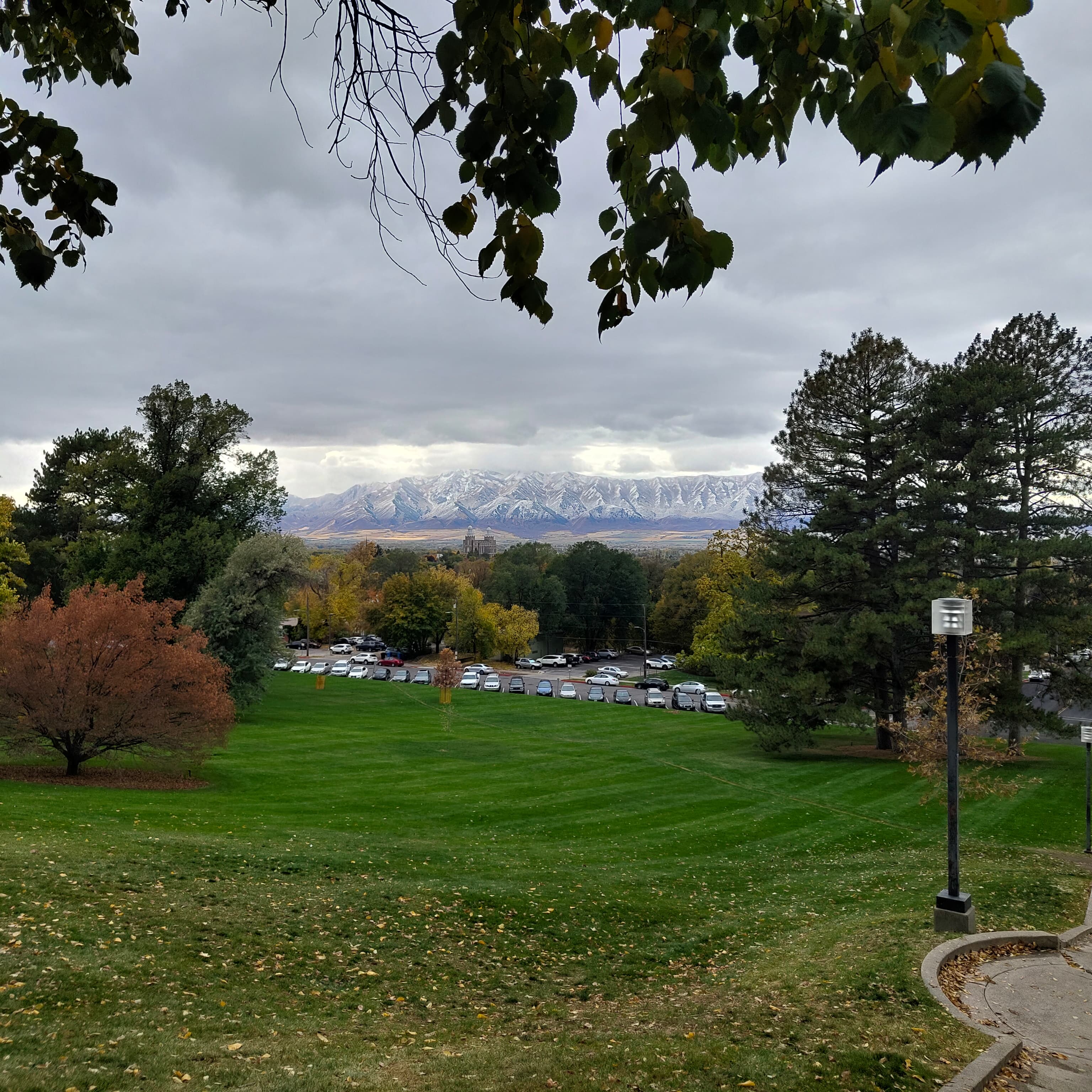 A photo of Utah State University's campus in the fall